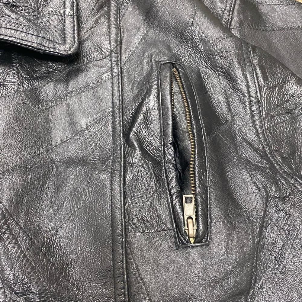 Leather Black Jacket Men Size Medium Bomber Flight Casual Varsity Outerwear - Picture 12 of 16